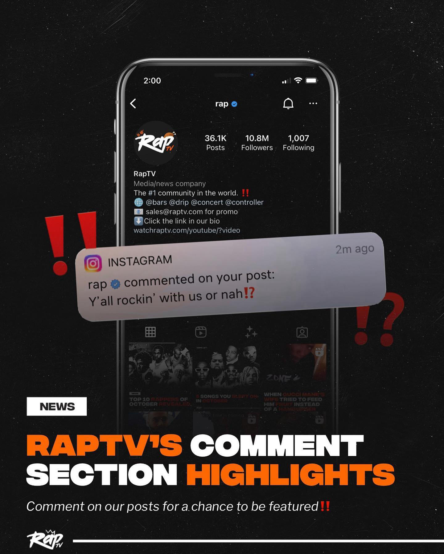 RapTV - We highlighted some of our favorite comments from this month within our comment section