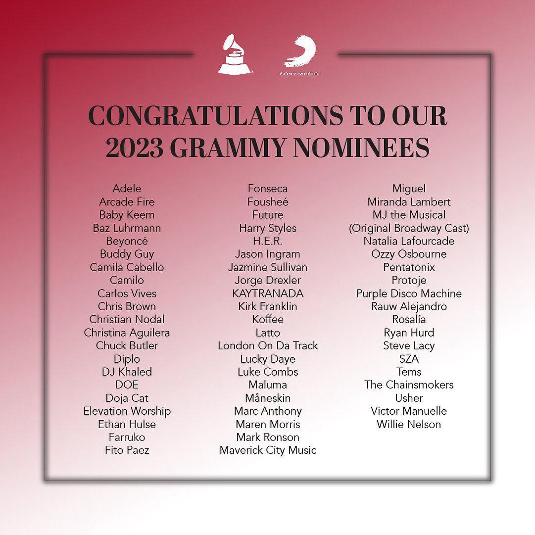 Sony Music - Congratulations to our 2023 Grammy nominees